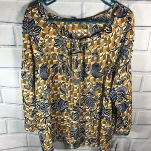 Zac & Rachel Top Size Medium Mustard Yellow Navy